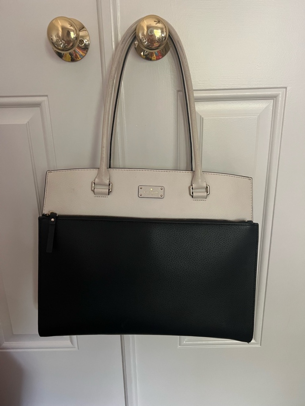 kate spade Two-Tone Black and Cream Tote and matching wallet